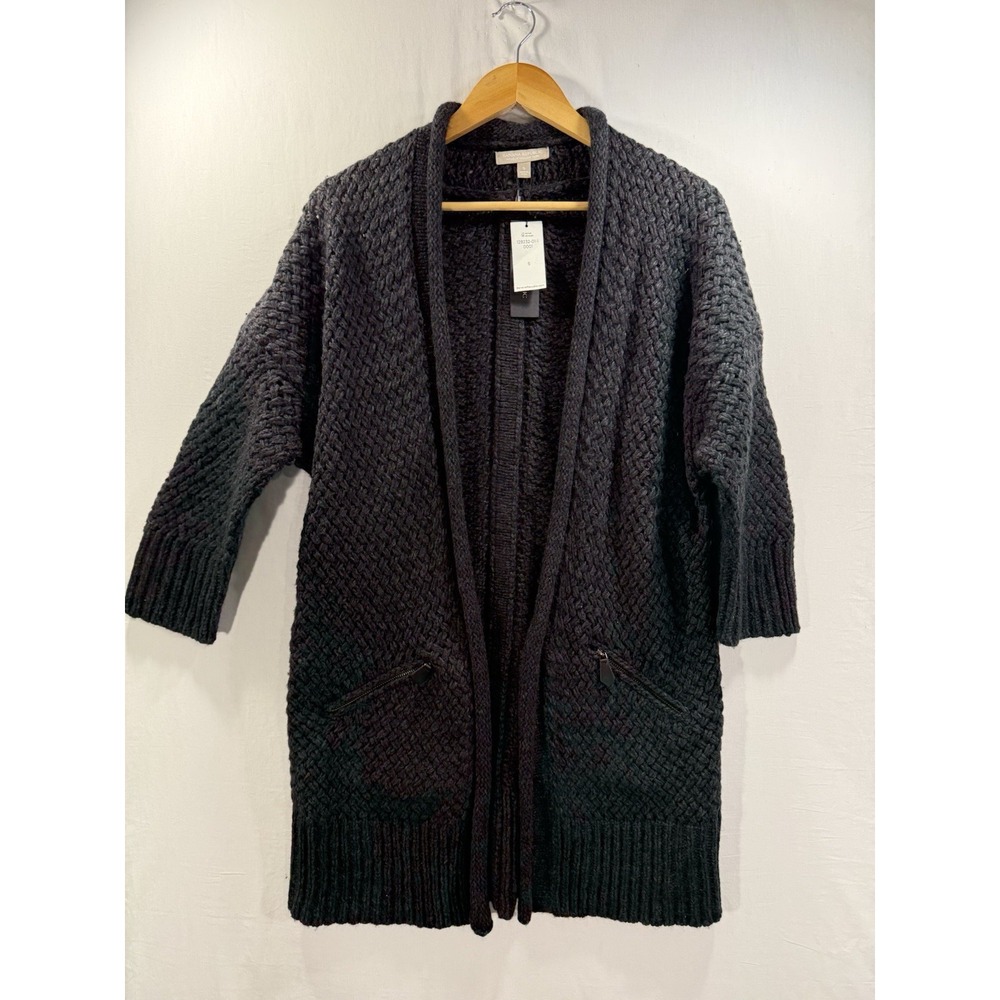 Banana Republic Textured Cocoon Long Cardigan Sweater Gray Wool Blend Size S NWT - Picture 3 of 12